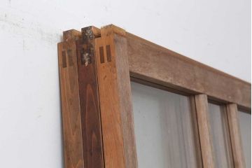 ビンテージ建具　昭和初期　ダイヤガラス入り　レトロな雰囲気漂うガラス戸3枚セット(引き戸、建具)(R-044242)