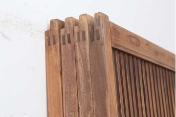 アンティーク建具　昭和初期　裏障子付き　細やかな桟が風情のある格子戸4枚セット(ガラス帯戸、格子帯戸、引き戸、建具)(R-044243)