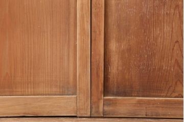 アンティーク建具　昭和初期　裏障子付き　細やかな桟が風情のある格子戸4枚セット(ガラス帯戸、格子帯戸、引き戸、建具)(R-044243)