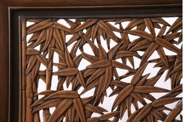 ヴィンテージ建具　松竹梅の透かし彫りが目を引く凝った造りの衝立(つい立て、パーテーション、ビンテージ)(R-044244)