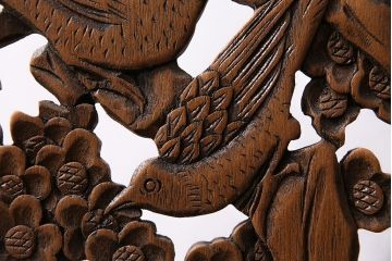 ヴィンテージ建具　松竹梅の透かし彫りが目を引く凝った造りの衝立(つい立て、パーテーション、ビンテージ)(R-044244)