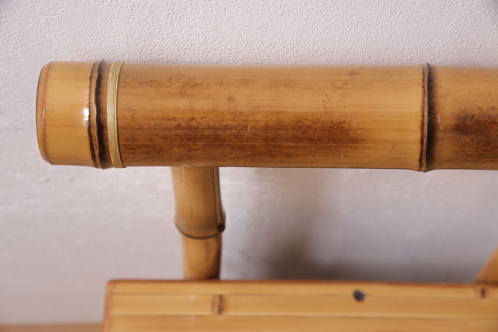 中古　梅里竹芸　素朴で温かみを感じる竹製のチェア(椅子、飾り台)(R-044246)