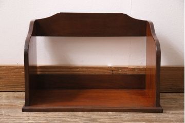 アンティーク雑貨　和製アンティーク　昭和初期　タモ材　深みのある色合いの本立て(ブックスタンド)(R-044247)