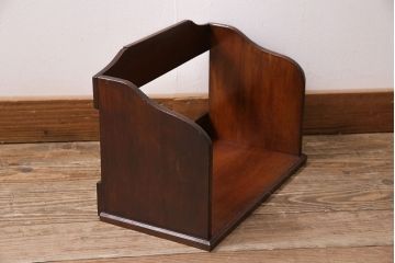 アンティーク雑貨　和製アンティーク　昭和初期　タモ材　深みのある色合いの本立て(ブックスタンド)(R-044247)
