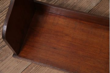 アンティーク雑貨　和製アンティーク　昭和初期　タモ材　深みのある色合いの本立て(ブックスタンド)(R-044247)