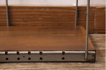 レトロ雑貨　和製ビンテージ　昭和中期　タモ材　レトロな雰囲気漂う本立て(ブックエンド)(R-044248)