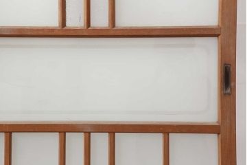 レトロ建具　すりガラス入り　昭和レトロな雰囲気漂うガラス戸2枚セット(引き戸、建具)(R-044254)