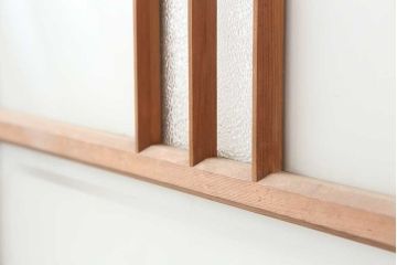 レトロ建具　すりガラス入り　昭和レトロな雰囲気漂うガラス戸2枚セット(引き戸、建具)(R-044254)