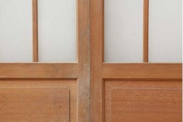 レトロ建具　すりガラス入り　昭和レトロな雰囲気漂うガラス戸2枚セット(引き戸、建具)(R-044254)