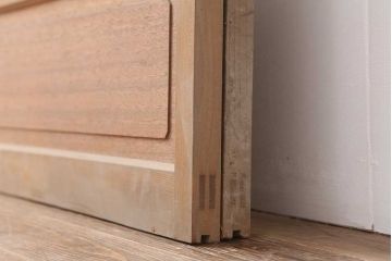 レトロ建具　すりガラス入り　昭和レトロな雰囲気漂うガラス戸2枚セット(引き戸、建具)(R-044254)