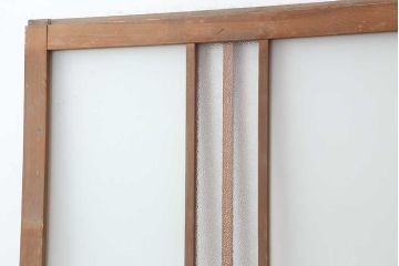 レトロ建具　すりガラス入り　昭和レトロな雰囲気漂うガラス戸2枚セット(引き戸、建具)(R-044254)