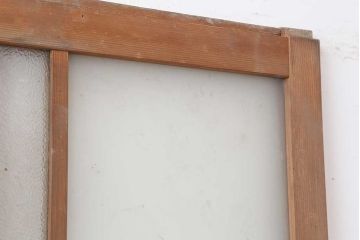 レトロ建具　すりガラス入り　昭和レトロな雰囲気漂うガラス戸2枚セット(引き戸、建具)(R-044254)