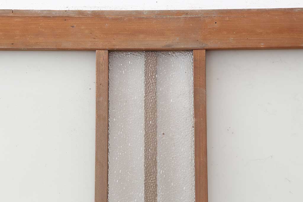 レトロ建具　すりガラス入り　昭和レトロな雰囲気漂うガラス戸2枚セット(引き戸、建具)(R-044254)