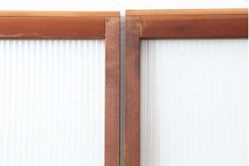 アンティーク建具　昭和中期　モールガラス入り　すっきりとした印象のガラス戸4枚セット(引き戸、建具)(R-044255)