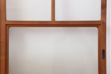 アンティーク建具　昭和中期　モールガラス入り　すっきりとした印象のガラス戸4枚セット(引き戸、建具)(R-044256)