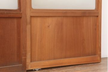 アンティーク建具　昭和中期　モールガラス入り　すっきりとした印象のガラス戸4枚セット(引き戸、建具)(R-044256)