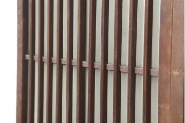 アンティーク建具　昭和中期　すりガラス入り　レトロな空間演出におすすめの格子入りガラス戸2枚セット(引き戸、建具)(R-044257)