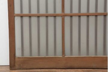 アンティーク建具　昭和中期　すりガラス入り　レトロな空間演出におすすめの格子入りガラス戸2枚セット(引き戸、建具)(R-044257)