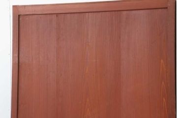 アンティーク建具　明治大正期　赤味がかった木色が目をひく板戸2枚セット(引き戸、建具)(R-044258)
