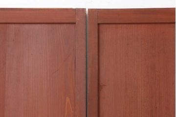 アンティーク建具　明治大正期　赤味がかった木色が目をひく板戸2枚セット(引き戸、建具)(R-044258)