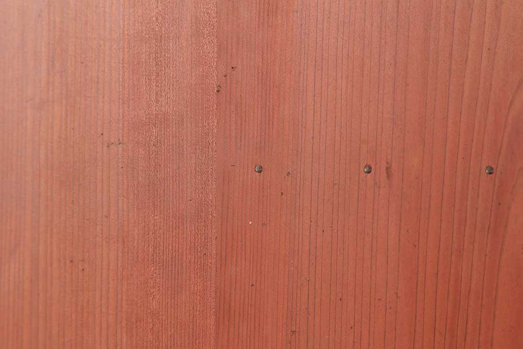 アンティーク建具　明治大正期　赤味がかった木色が目をひく板戸2枚セット(引き戸、建具)(R-044258)