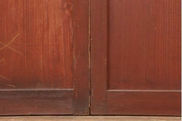 アンティーク建具　明治大正期　赤味がかった木色が目をひく板戸2枚セット(引き戸、建具)(R-044258)
