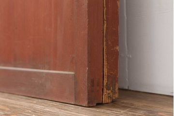 アンティーク建具　明治大正期　赤味がかった木色が目をひく板戸2枚セット(引き戸、建具)(R-044258)