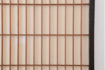 アンティーク建具　和製アンティーク　腰板ケヤキ　漆塗り　上手物　和の風情漂う格子入り障子戸4枚セット(建具、引き戸)(R-044259)