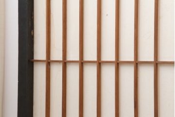 アンティーク建具　和製アンティーク　腰板ケヤキ　漆塗り　上手物　和の風情漂う格子入り障子戸4枚セット(建具、引き戸)(R-044259)