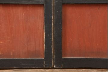 アンティーク建具　和製アンティーク　腰板ケヤキ　漆塗り　上手物　和の風情漂う格子入り障子戸4枚セット(建具、引き戸)(R-044259)