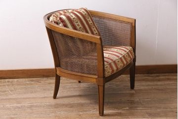 中古　DREXEL HERITAGE(ドレクセルヘリテイジ)　TRIUNE(トライユン)　高級感漂うケインバックチェア(アームチェア、籐張り肘掛け椅子)(定価約25万円)(R-044261)