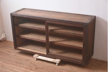 アンティーク家具　和製アンティーク　明治大正期　前面ヒノキ材　上品な木味の収納棚(サイドボード、戸棚)(R-044265)