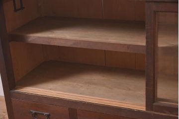 アンティーク家具　和製アンティーク　明治大正期　前面ヒノキ材　上品な木味の収納棚(サイドボード、戸棚)(R-044266)