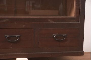 アンティーク家具　和製アンティーク　明治大正期　前面ヒノキ材　上品な木味の収納棚(サイドボード、戸棚)(R-044266)