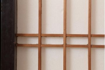 アンティーク建具　和製アンティーク　大正昭和初期　レトロガラス入り　和の趣あふれる障子戸4枚セット(引き戸、建具、ガラス帯戸)(R-044270)