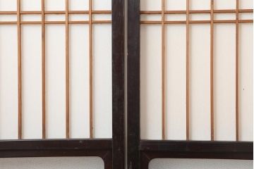 アンティーク建具　和製アンティーク　大正昭和初期　レトロガラス入り　和の趣あふれる障子戸4枚セット(引き戸、建具、ガラス帯戸)(R-044270)