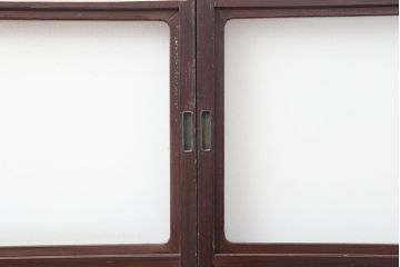 アンティーク建具　和製アンティーク　大正昭和初期　レトロガラス入り　和の趣あふれる障子戸4枚セット(引き戸、建具、ガラス帯戸)(R-044270)