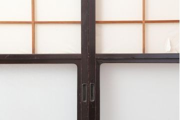 アンティーク建具　和製アンティーク　大正昭和初期　レトロガラス入り　和の趣あふれる障子戸4枚セット(引き戸、建具、ガラス帯戸)(R-044271)