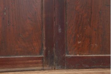 アンティーク建具　和製アンティーク　明治期　タヌキの意匠の引手が味わい深い板戸4枚セット(建具、引き戸)(R-044272)