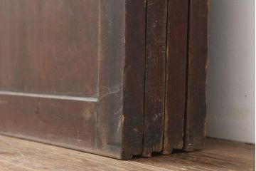 アンティーク建具　和製アンティーク　明治期　タヌキの意匠の引手が味わい深い板戸4枚セット(建具、引き戸)(R-044272)