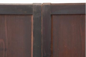 アンティーク建具　和製アンティーク　明治期　タヌキの意匠の引手が味わい深い板戸4枚セット(建具、引き戸)(R-044272)