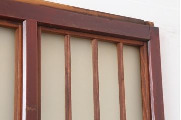 アンティーク建具　和製アンティーク　大正昭和初期　大正ロマン　上手物!赤褐色の木肌が美しいガラス戸4枚セット(引き戸、建具)(R-044273)
