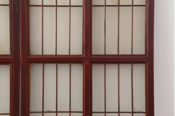 アンティーク建具　和製アンティーク　大正昭和初期　大正ロマン　上手物!赤褐色の木肌が美しいガラス戸4枚セット(引き戸、建具)(R-044273)