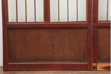 アンティーク建具　和製アンティーク　大正昭和初期　大正ロマン　上手物!赤褐色の木肌が美しいガラス戸4枚セット(引き戸、建具)(R-044273)