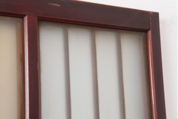 アンティーク建具　和製アンティーク　大正昭和初期　大正ロマン　上手物!赤褐色の木肌が美しいガラス戸4枚セット(引き戸、建具)(R-044273)