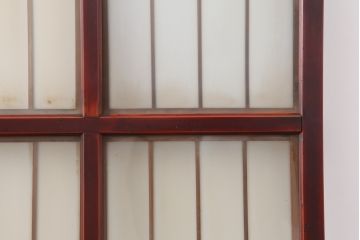 アンティーク建具　和製アンティーク　大正昭和初期　大正ロマン　上手物!赤褐色の木肌が美しいガラス戸4枚セット(引き戸、建具)(R-044273)