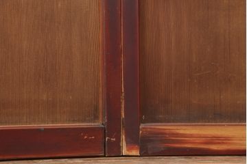 アンティーク建具　和製アンティーク　大正昭和初期　大正ロマン　上手物!赤褐色の木肌が美しいガラス戸4枚セット(引き戸、建具)(R-044273)