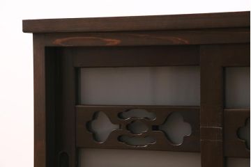 ラフジュ工房オリジナル　明治期　古建具リメイク　引き出し付き　すりガラス　和の趣溢れる佇まいが魅力的なローボード(収納棚、戸棚、テレビ台、テレビボード)(R-044277)