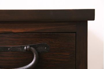 ラフジュ工房オリジナル　明治期　古建具リメイク　引き出し付き　すりガラス　和の趣溢れる佇まいが魅力的なローボード(収納棚、戸棚、テレビ台、テレビボード)(R-044277)