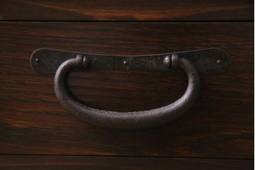 ラフジュ工房オリジナル　明治期　古建具リメイク　引き出し付き　すりガラス　和の趣溢れる佇まいが魅力的なローボード(収納棚、戸棚、テレビ台、テレビボード)(R-044277)